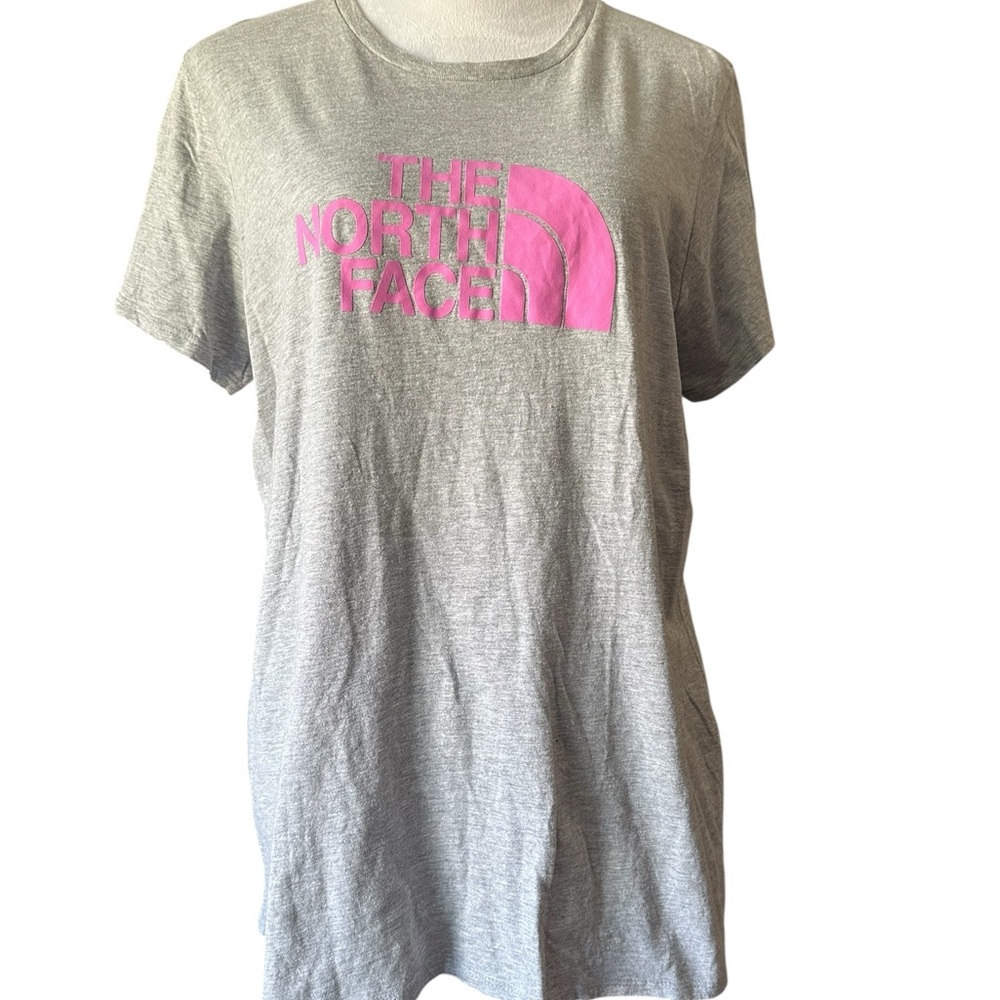 The North Face Gray Tee with Pink Logo NWOT
